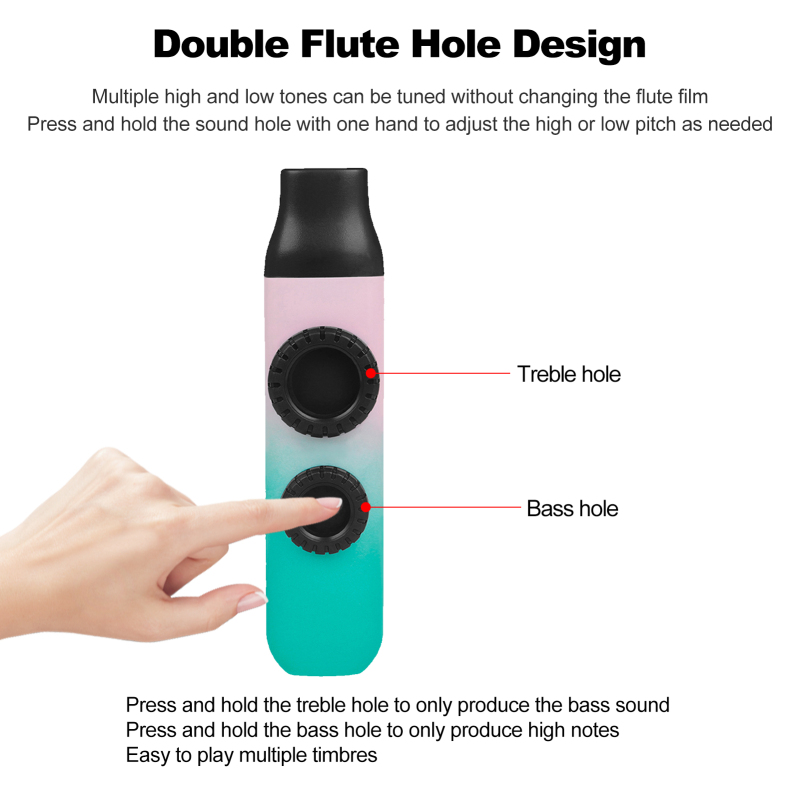【Factory-direct】 Kazu Flute ABS Zoukat Kazoo Dual Flute Holes Replaceable Blowing Nozzle 10pcs Membrane Ukulele Guitar Partner Musical Instrument.