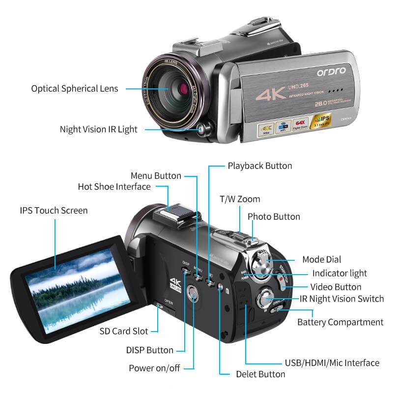 4k camcorder camera az50 with 64x digital zoom