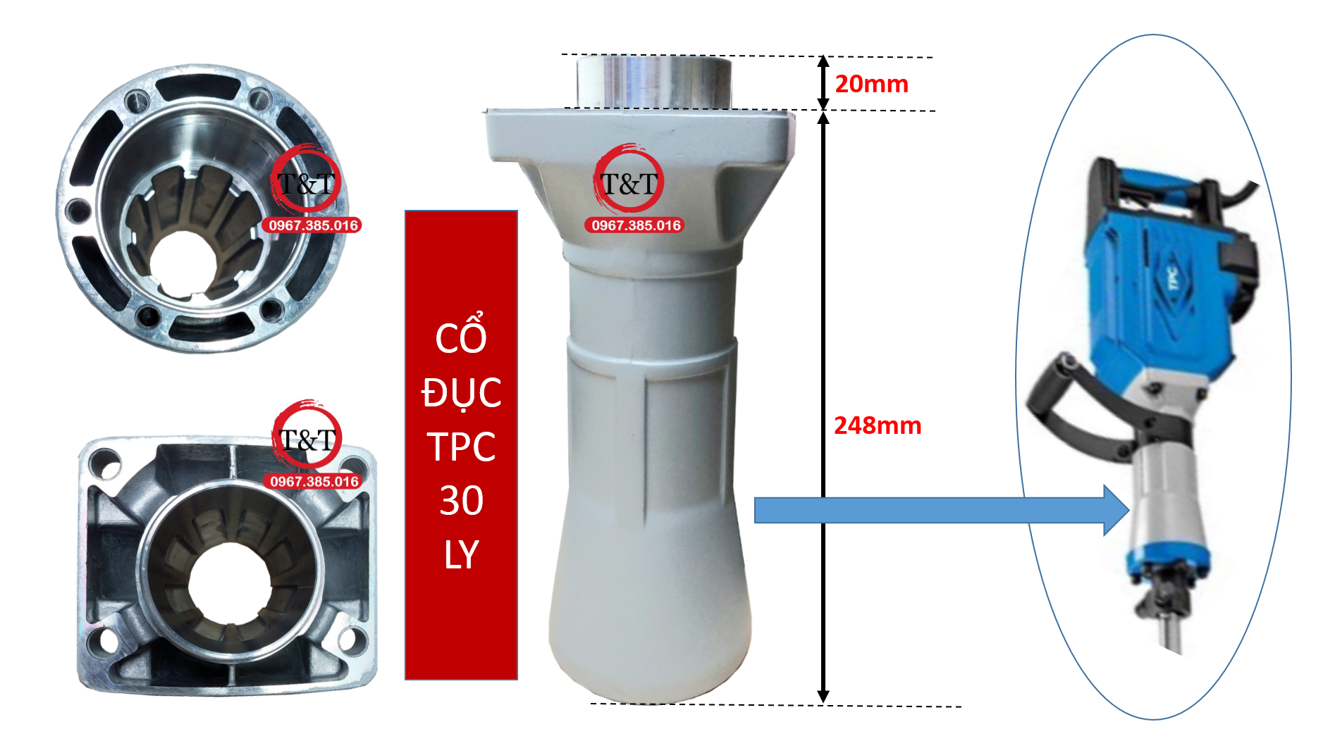 Cổ đục bê tông 30 ly nòng đục 65a tpc, tpc2095