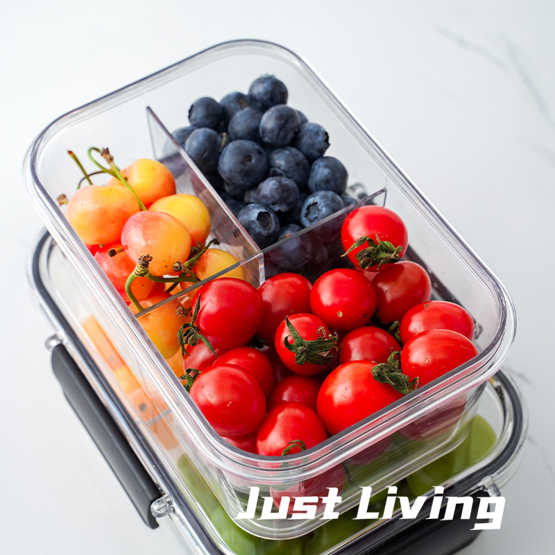 JustLiving Hộp Đựng Kín Trong Tủ Lạnh Có Nắp Hộp Giữ Tươi Chia Được Hộp Đựng Thực Phẩm Trong Suốt Hộp Bento Trái Cây Và Rau Củ Hộp Cơm Trưa Di Động