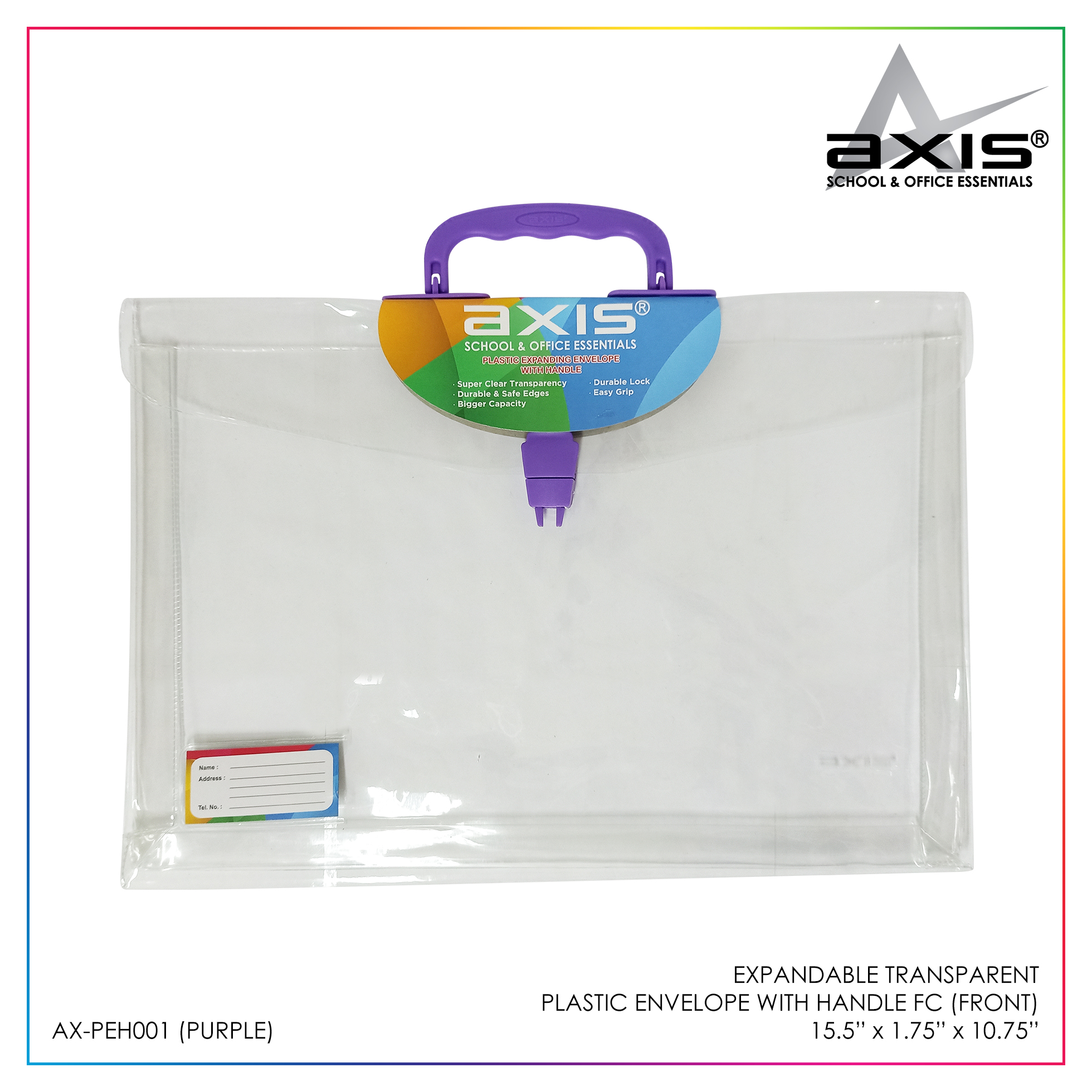 Plastic Envelope Long Expandable Transparent Clear with Handle Axis AXPEH001 Lazada PH