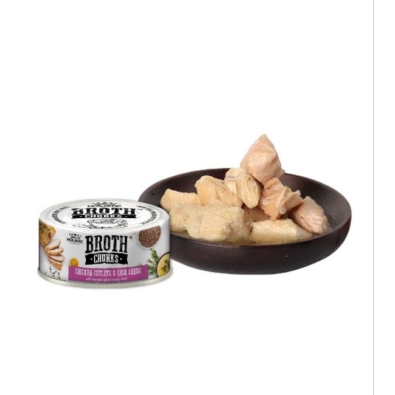 [HSD07,08/2025] ABSOLUTE HOLISTICS BROTH CHUNKS THỊT HỘP HẦM CHO CHÓ MÈO 80G