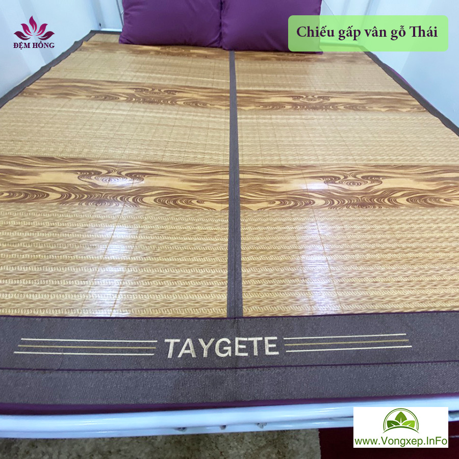 Chiếu tre gấp vân gỗ Thái Lan cao cấp mát bền đẹp
