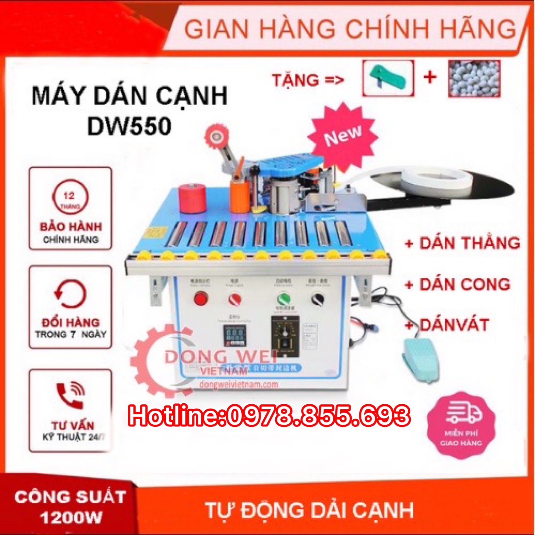 Máy dán cạnh2 Cn DW550 thiết kế đặc biệt
