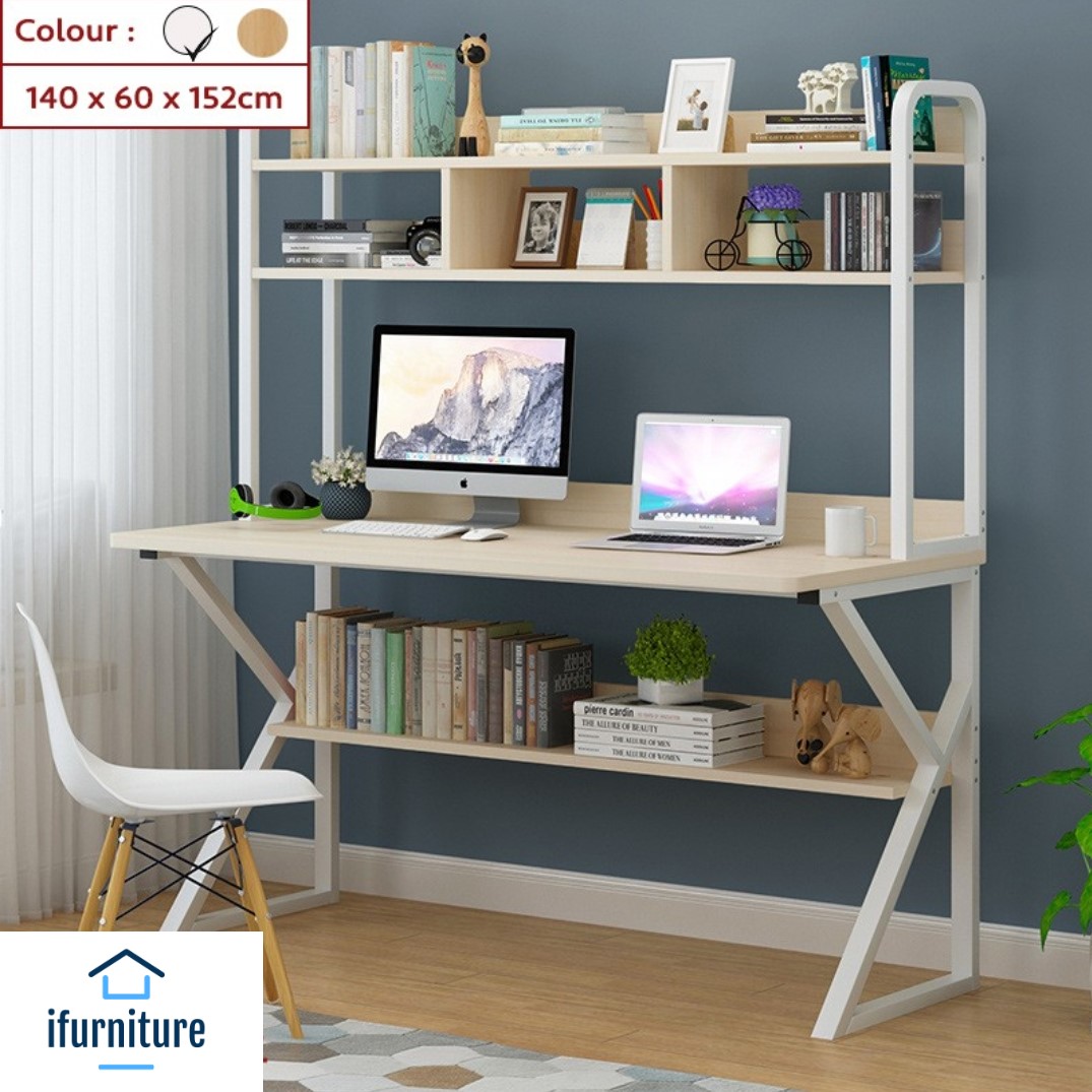 Large Study Desk Computer Table with Shelves [9011] Lazada