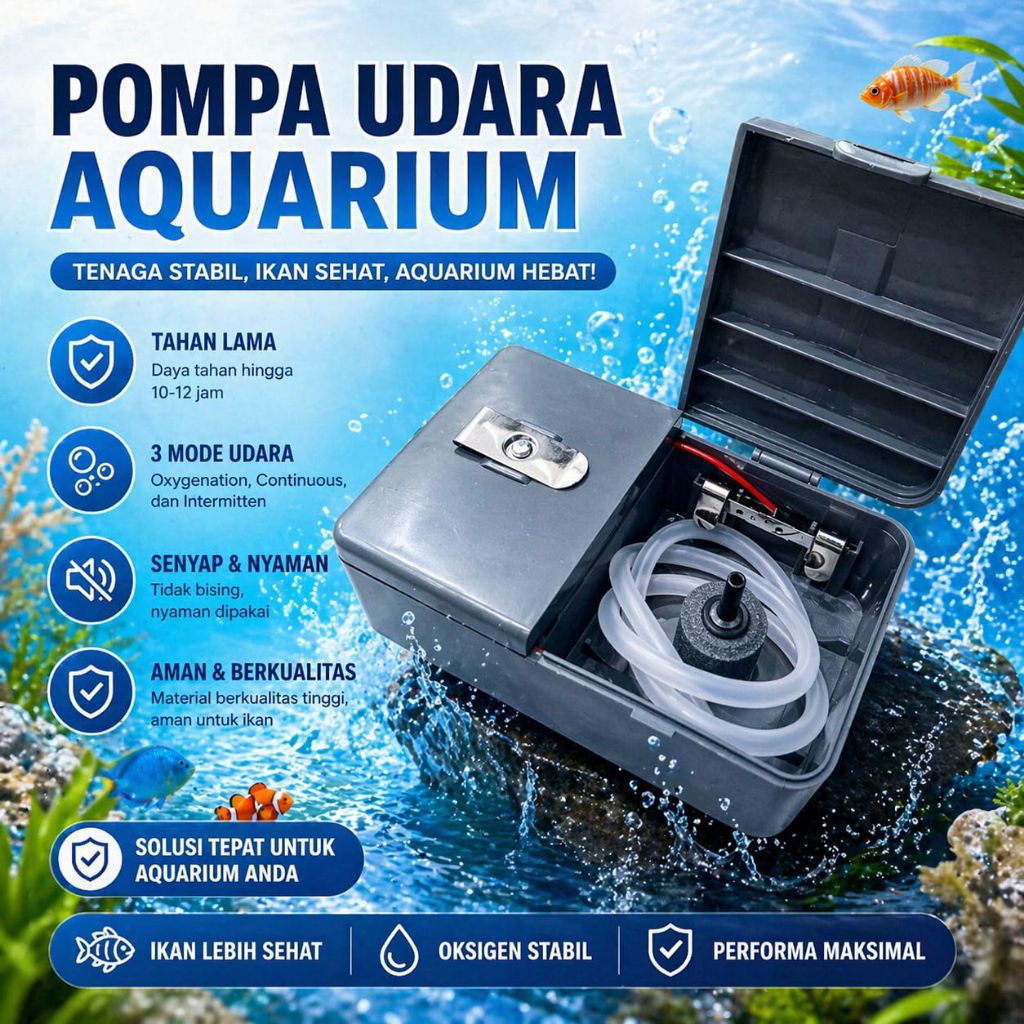 AIRPUMP BATERAI LUCKINESS AR 112 POMPA UDARA AERATOR AQUARIUM
