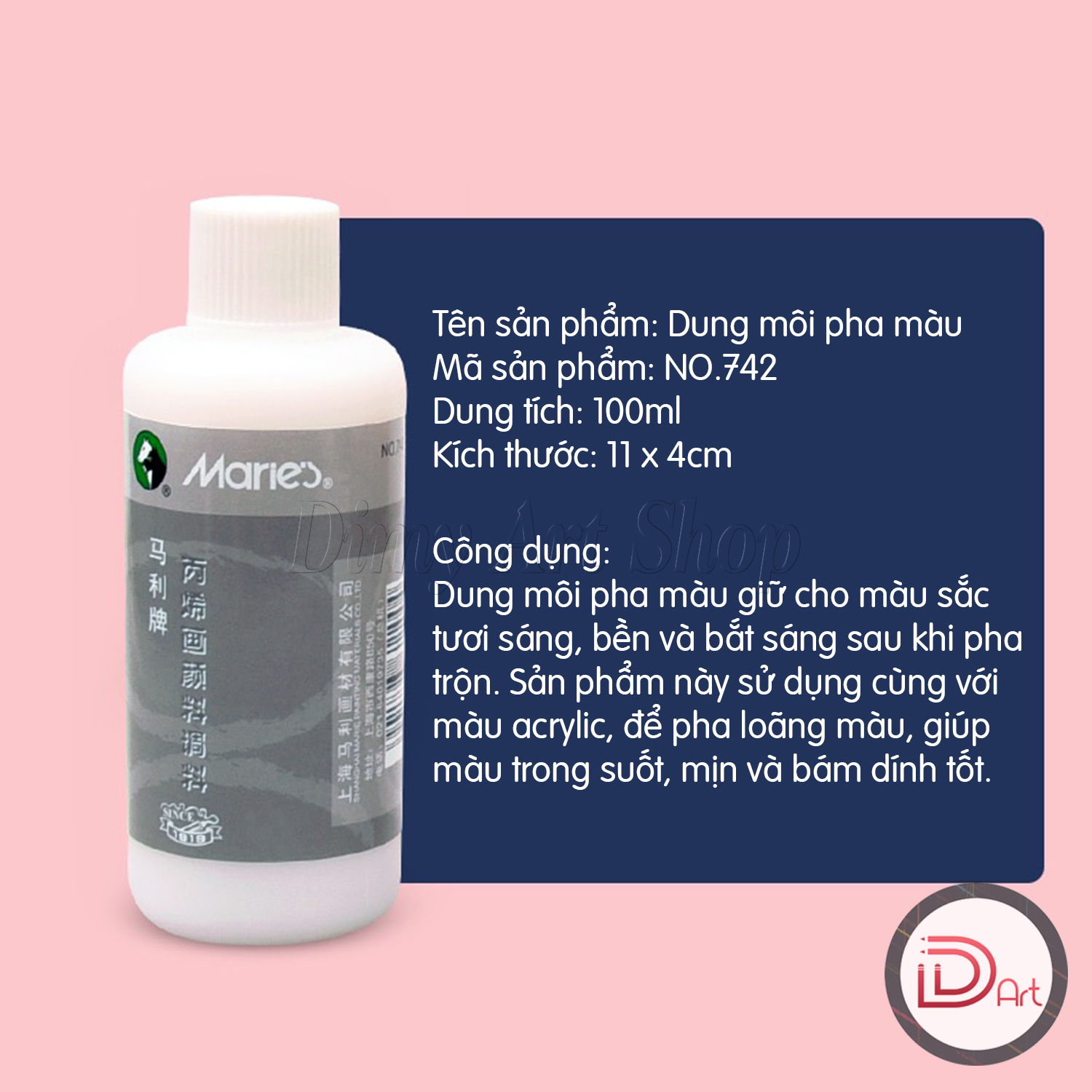 Dung môi phủ bóng màu Acrylic MARIE's 180ml