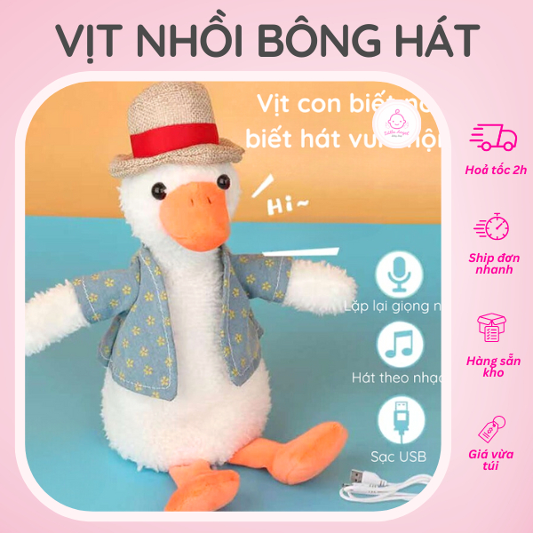 Đồ chơi chú vịt nhồi bông nhún nhảy biết nói, biết hát với 200 bài hát