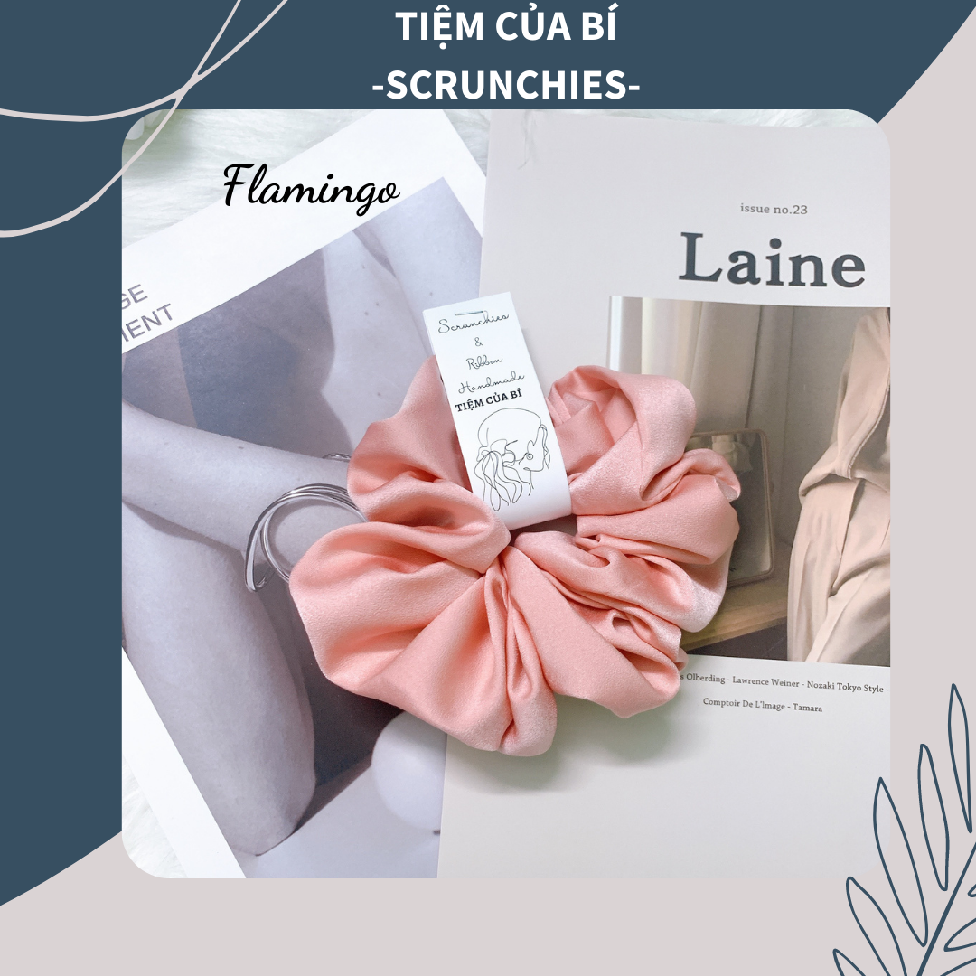 [Hàng thiết kế] Scrunchies cột tóc handmade size to vải lụa cao cấp