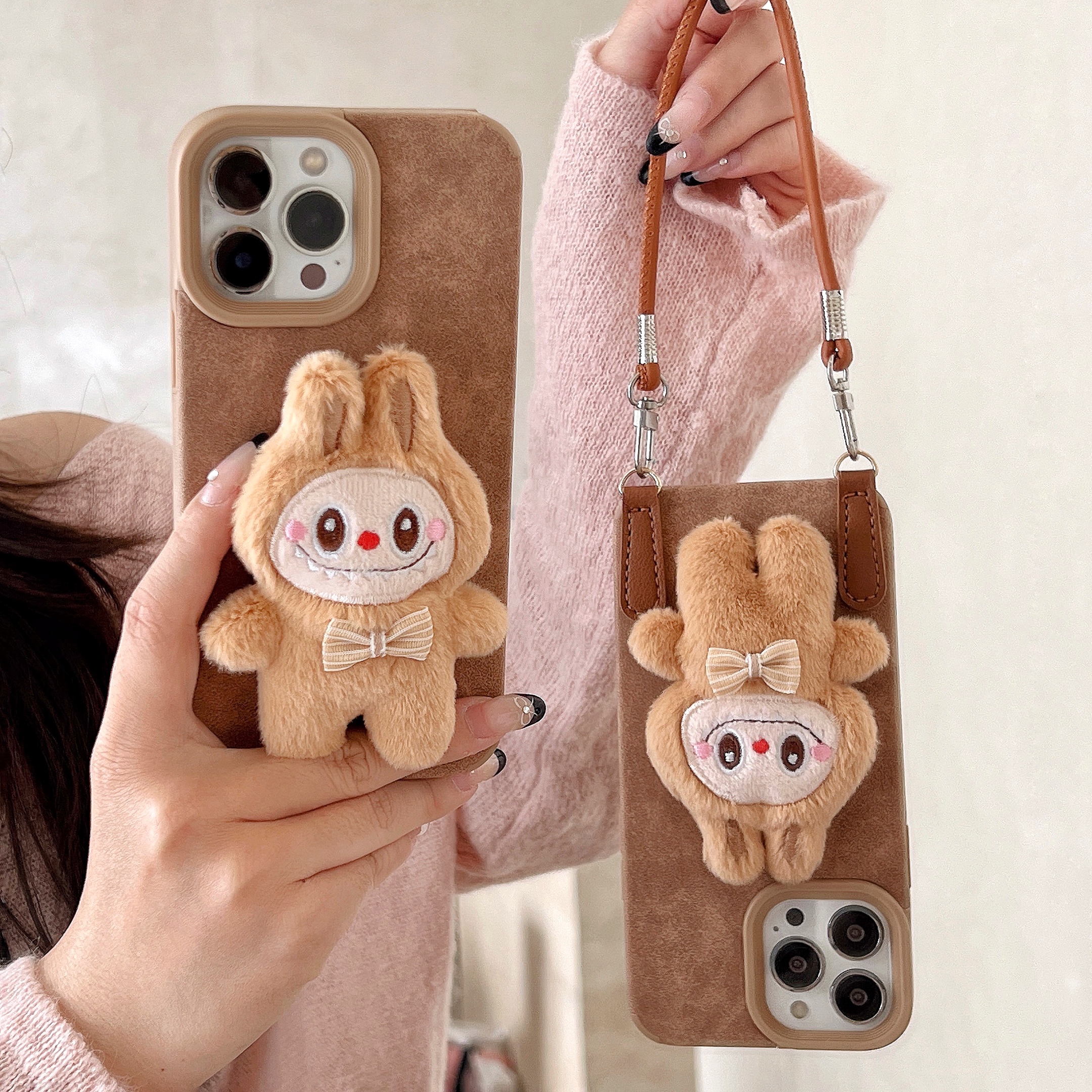 Olige%20Case%20For%20iPhone%2011%2012%2013%2014%2015%2016%20Pro%20Max%2014%2015%2016%20Plus%20New%20fall%20and%20winter%20three-dimensional%20cartoon%20plush%20tie%20LABUBU%20Phone%20Case%20Back%20Cover%20-%20Image%202