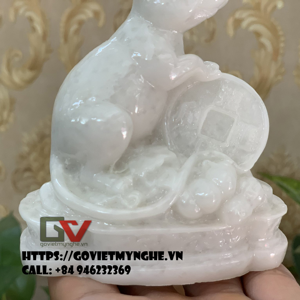 [HCMC] Feng Shui mouse statue-11cm height-composite stone-aqua green