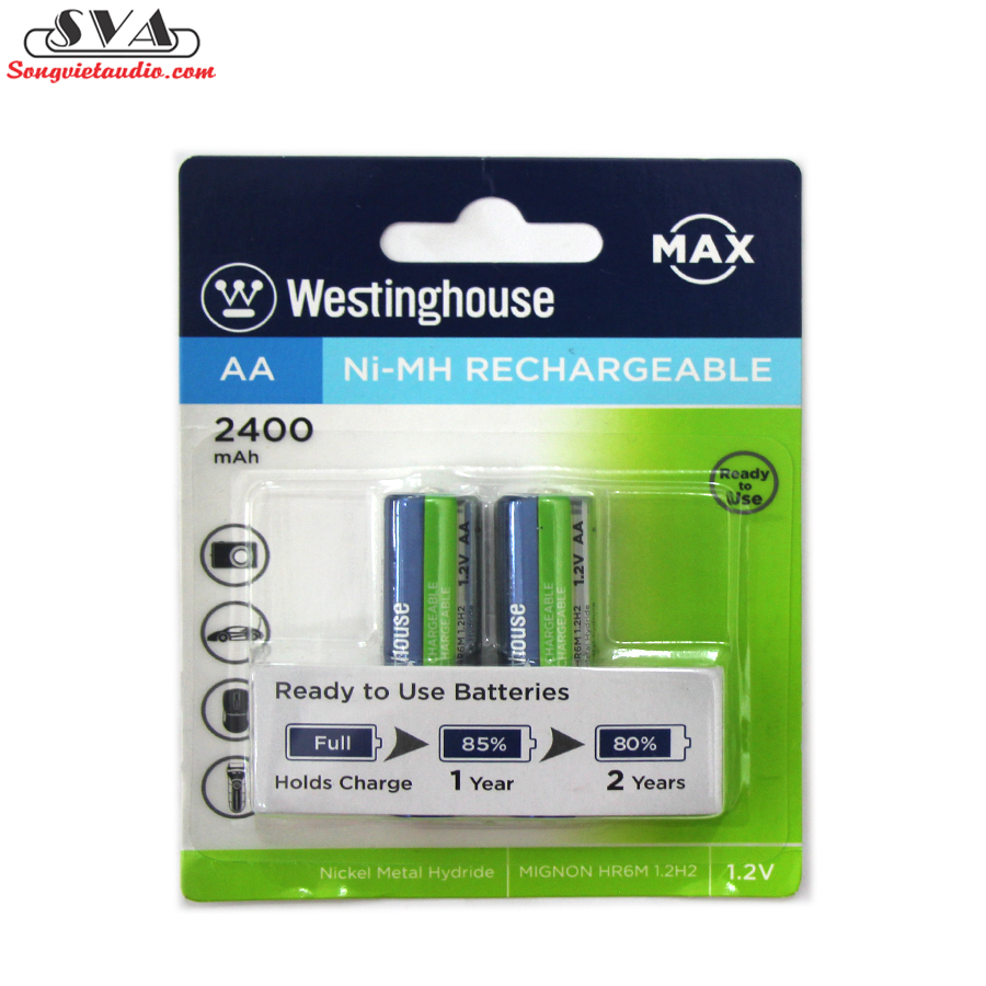 Pin sạc aa westinghouse - 1 vĩ 2 viên 2400mah
