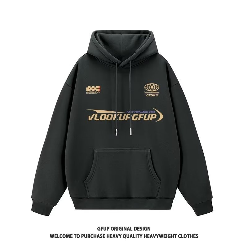 KYUSHUAD Men's fleece printed long sleeve hooded sweatshirt Loose large size hooded couple sweatshirt