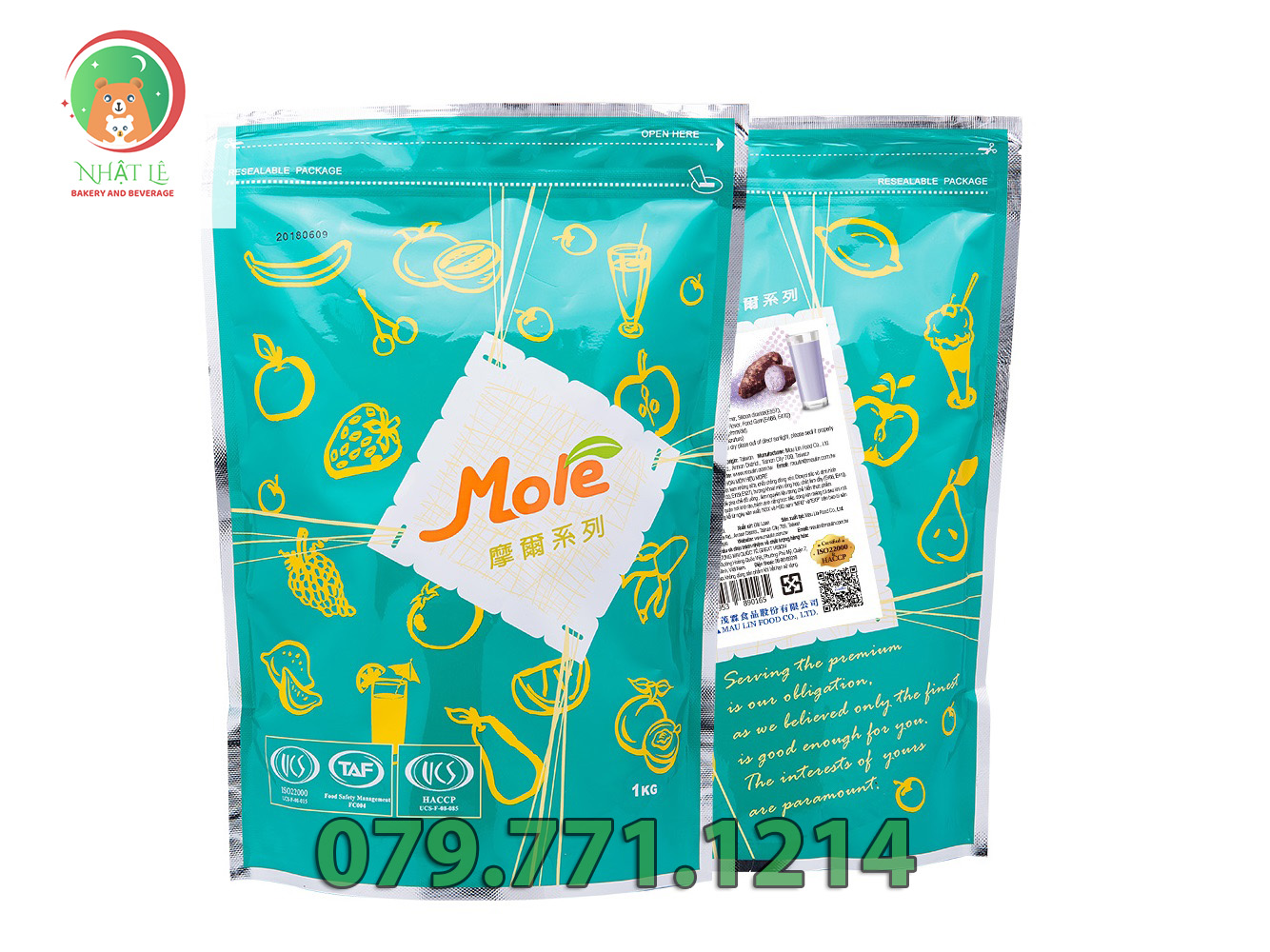 Bột pha trà sữa Khoai Môn Mole Maulin (Đài Loan) túi zip 1kg