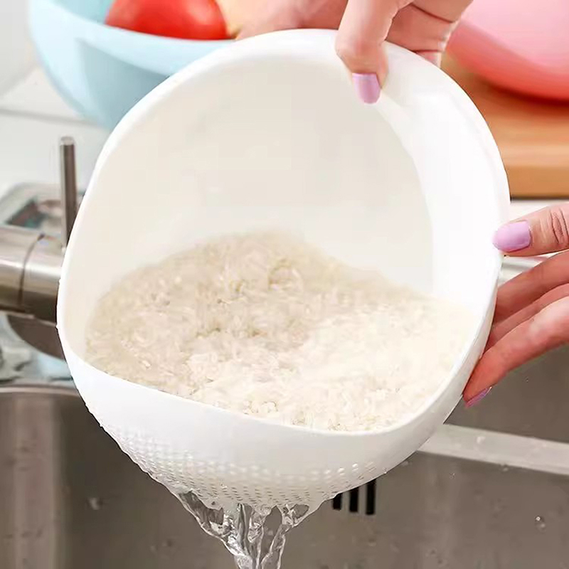 Rice Sieve Plastic Colander Kitchen Drain Basket With Handles Rice Bowl ...