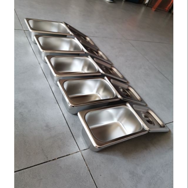 Khay Inox Đựng Thực Phẩm Đựng Thạch Topping Size GN 1/9