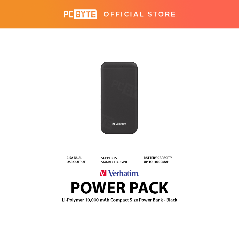Verbatim Power Pack Lipolymer 10,000mah Compact Size Power Bank Black Lazada