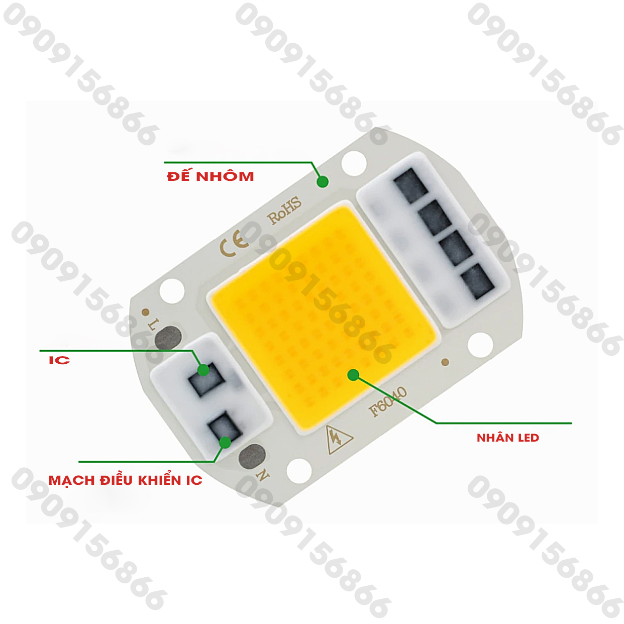 Mắt led cob 220v 50w