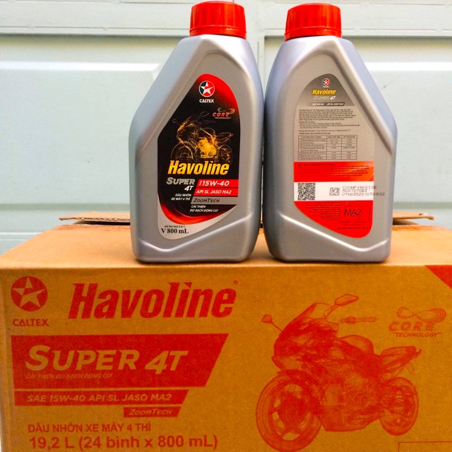 [HCM]Nhớt xe số Caltex Havoline Super 4T SAE 15W40 0.8L xám nắp đỏ