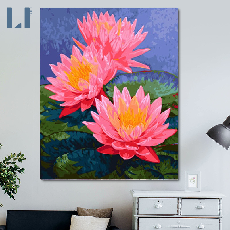 Tranh sơn dầu số hóa LIM Art – Tranh tô màu theo số Hoa sen