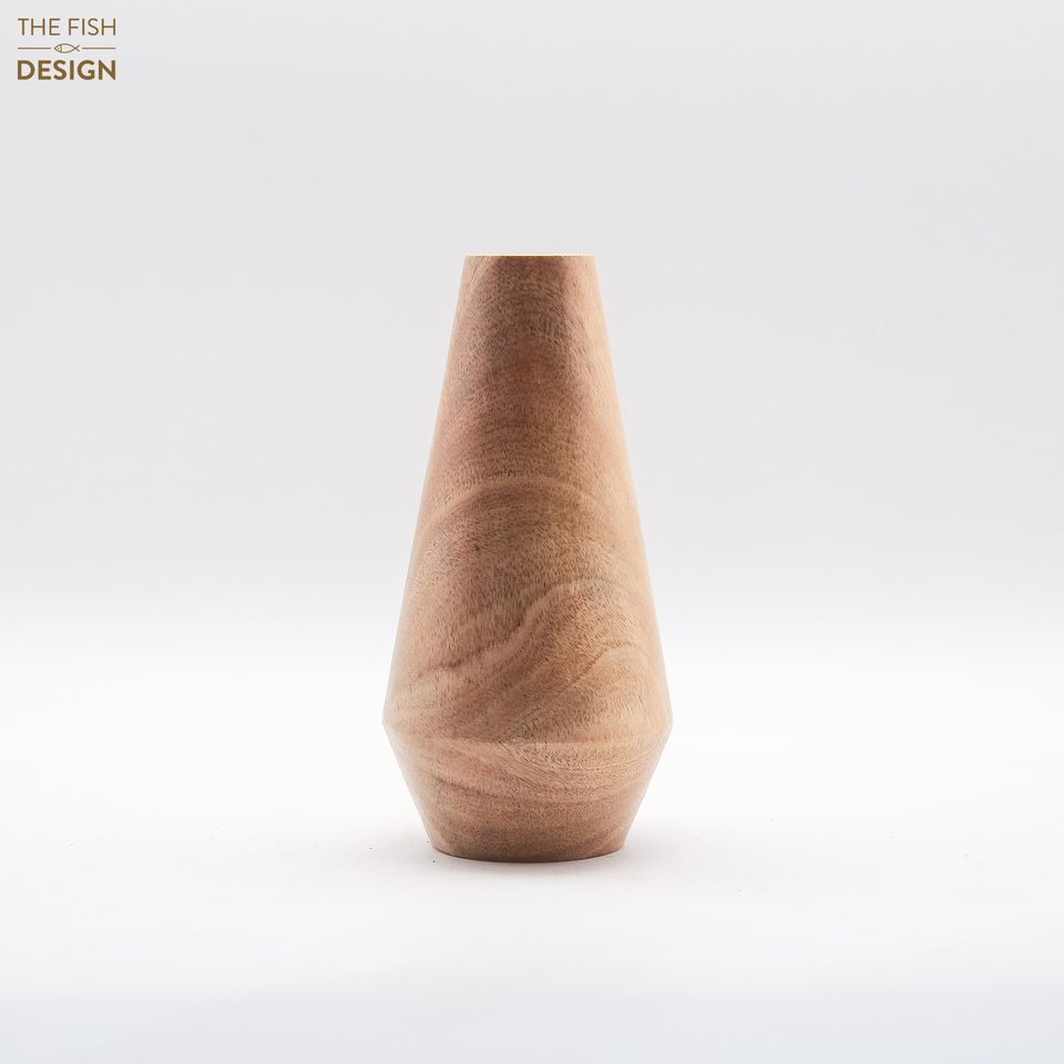Bình Hoa Gỗ Trụ Quay (cắm hoa tươi hoăc hoa khô) | THE FISH DESIGN
