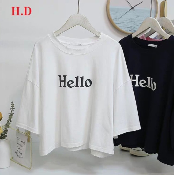 Áo Croptop Hello dáng rộng LD11