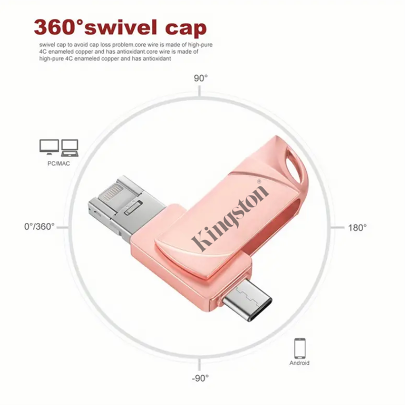 Kingston Pendrive 512GB 1TB xoay USB 3.0 ổ đĩa flash với Cổng type-C cho iPhone iPad Android
