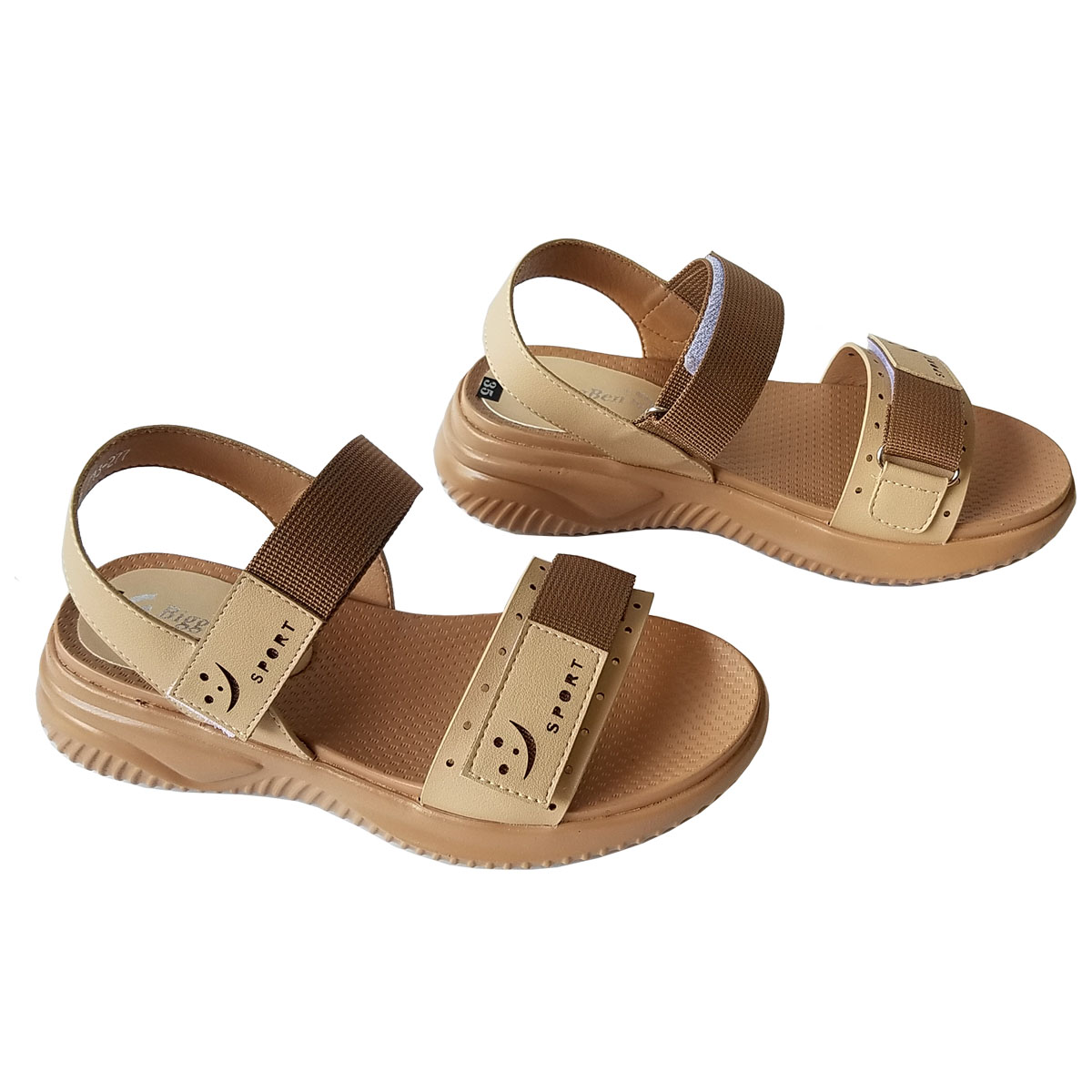 Giày sandal nữ da bò thật BIGBEN cao 4,5cm SDN85