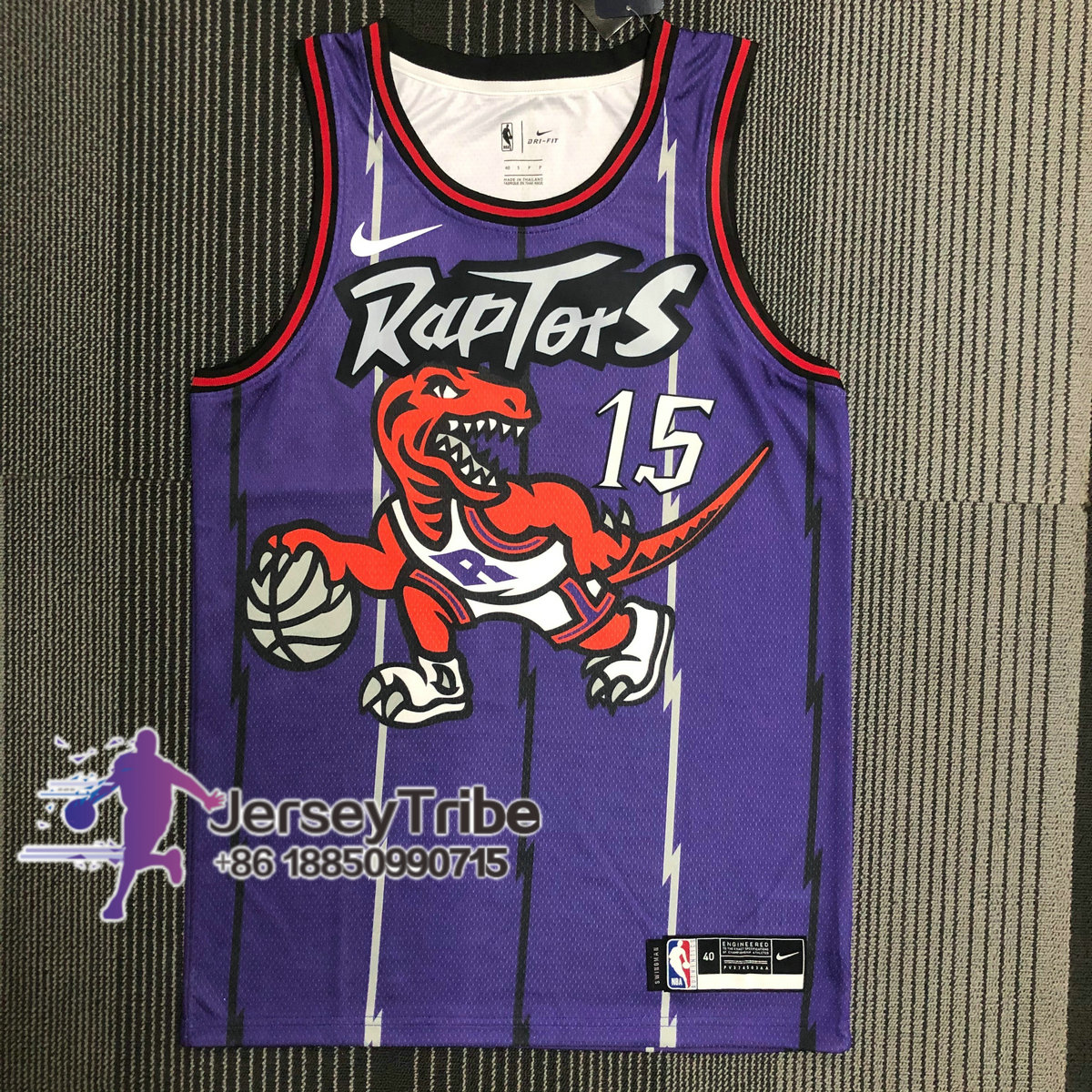 Retro Vince Carter #15 Toronto Raptors Basketball Jersey Stitched Black&Purple 