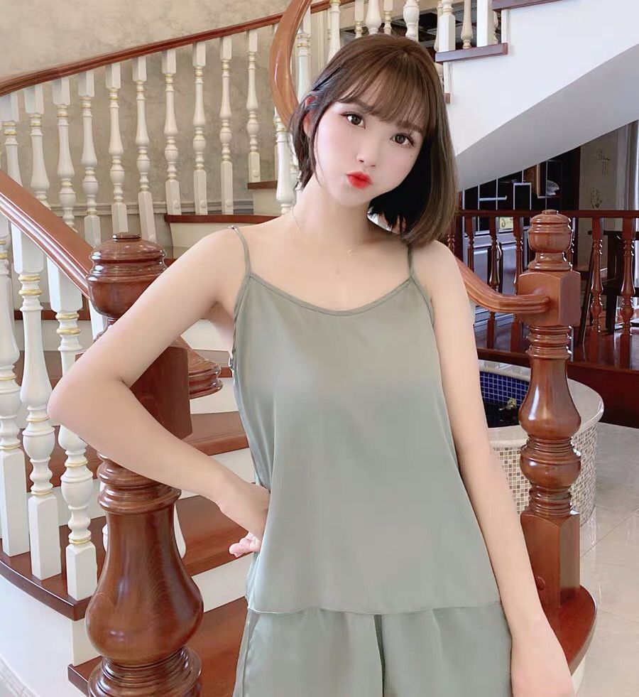 Bộ ngủ lụa 2 dây, bộ ngủ lụa cao cấp (B02)