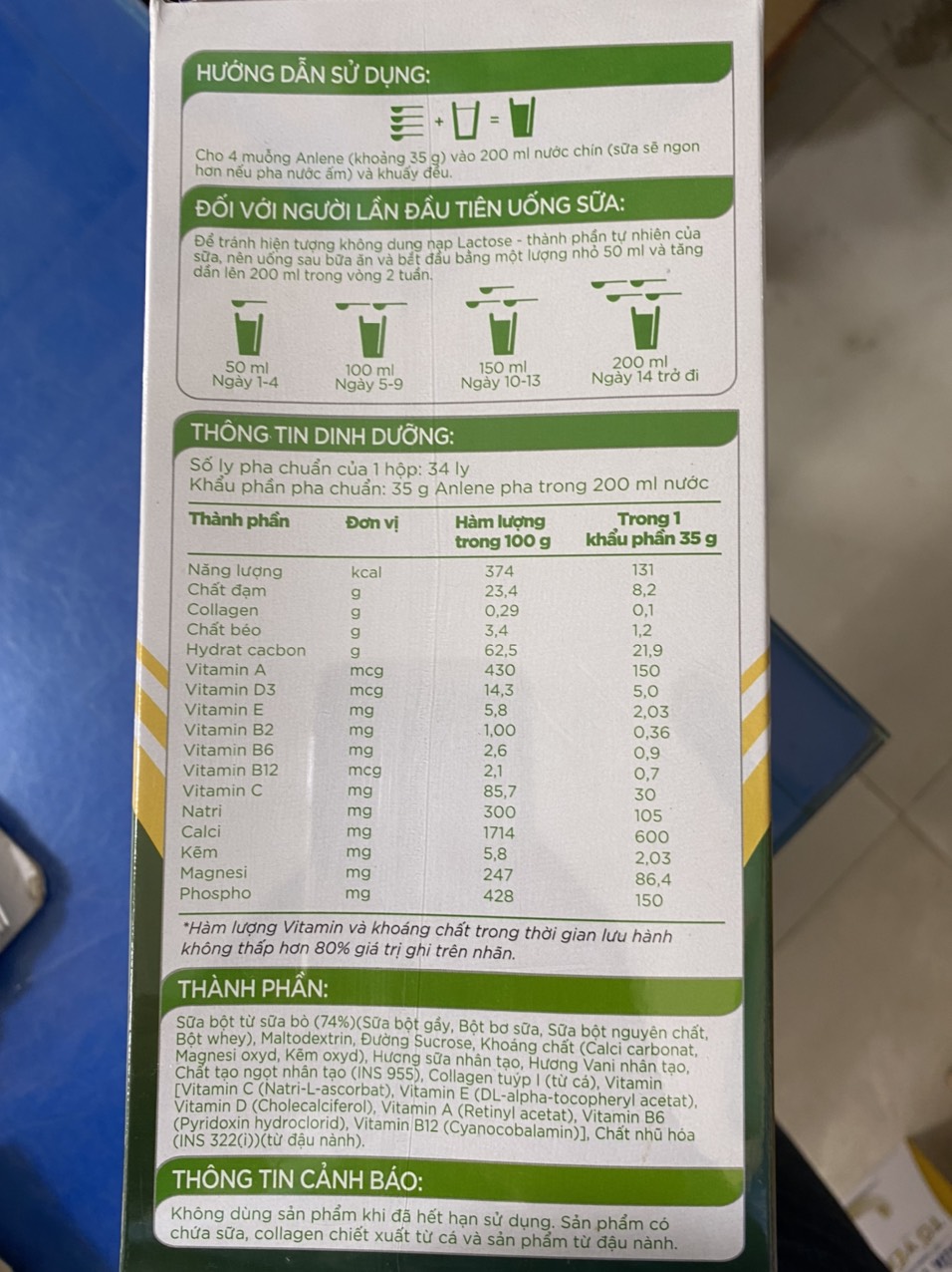 Sữa bột Anlene 3X hộp 1,2kg