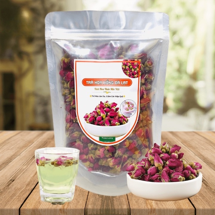 [ lᴏại 1 ] Trà hoa hồng Đà Lạt 100g (tặng 2 gói trà dưỡng nhan quý phi khi mua 100g)