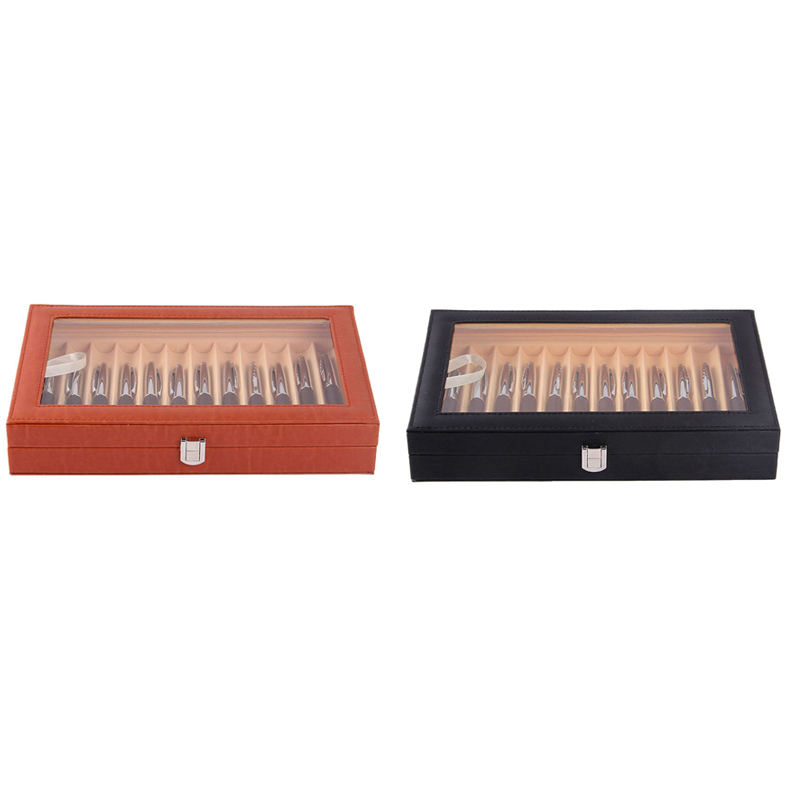12 Pen Box Leather Pen Display Box PU Pen Storage Box Leather Pencil Case Storage Box