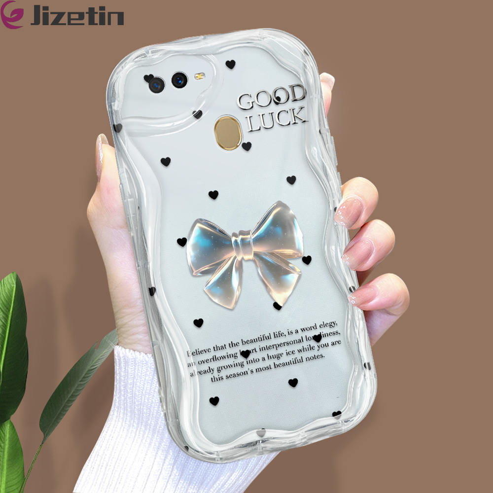 Jizetin for OPPO A5S A7 A12 A12S Back Cover Luck Butterfly Bow Cream Wavy Edge Soft Silicone Phone Case. 