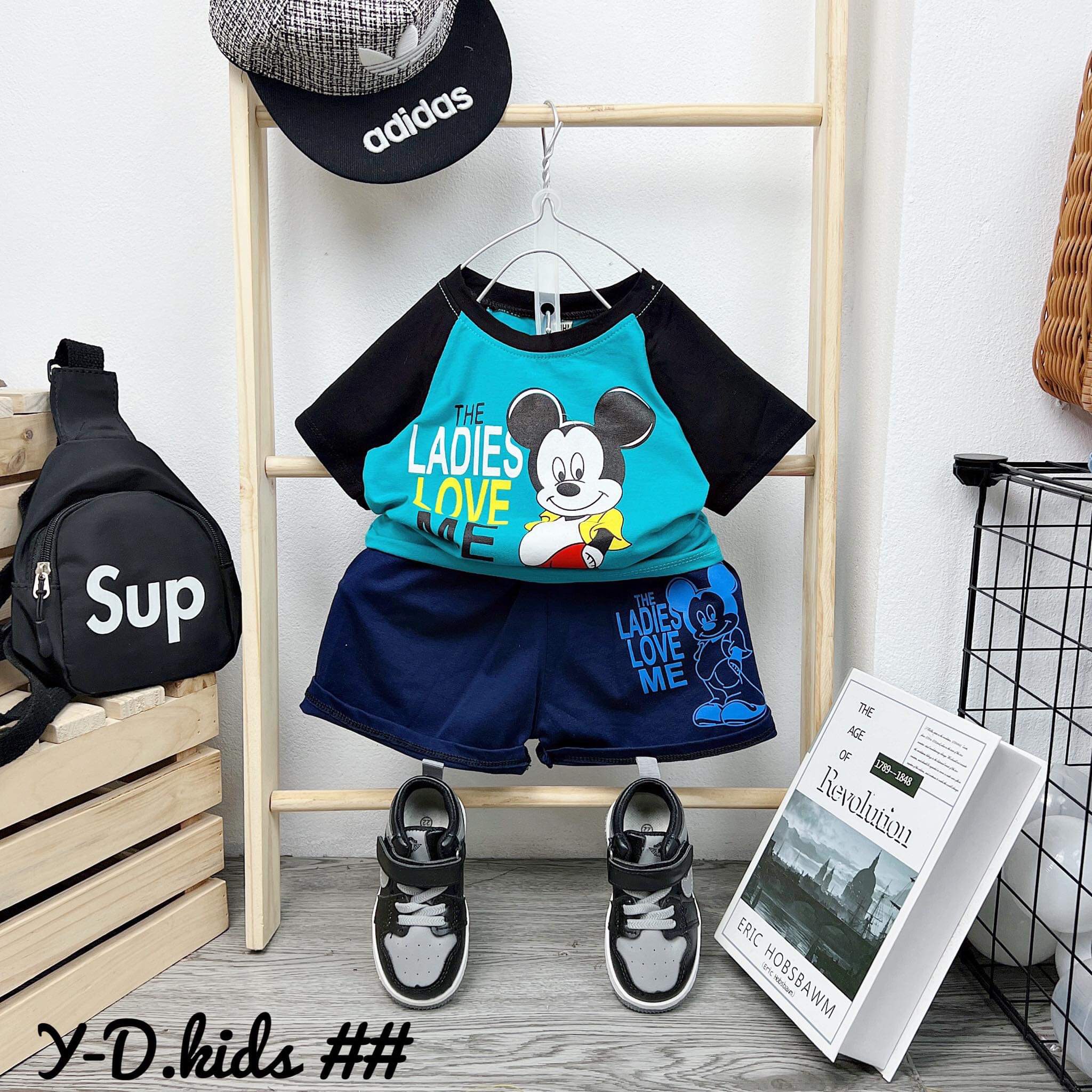 Bộ cộc tay mickey cotton cho bé trai