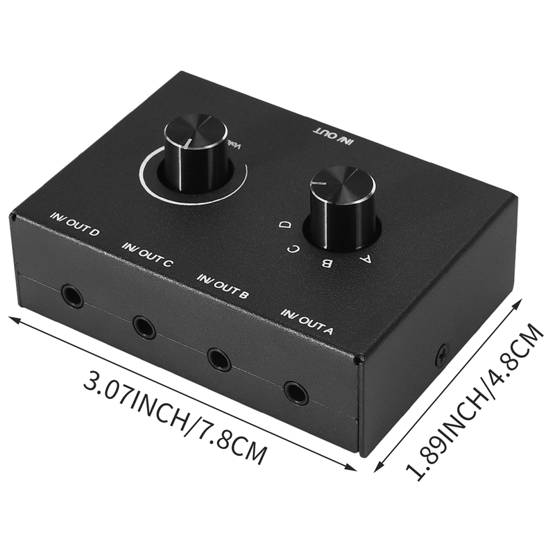 4 Port Audio Switch, 3.5mm Audio Switcher, Stereo AUX Audio Selector, 4 Input 1Output/1Input 4 Output Audio Switcher Box