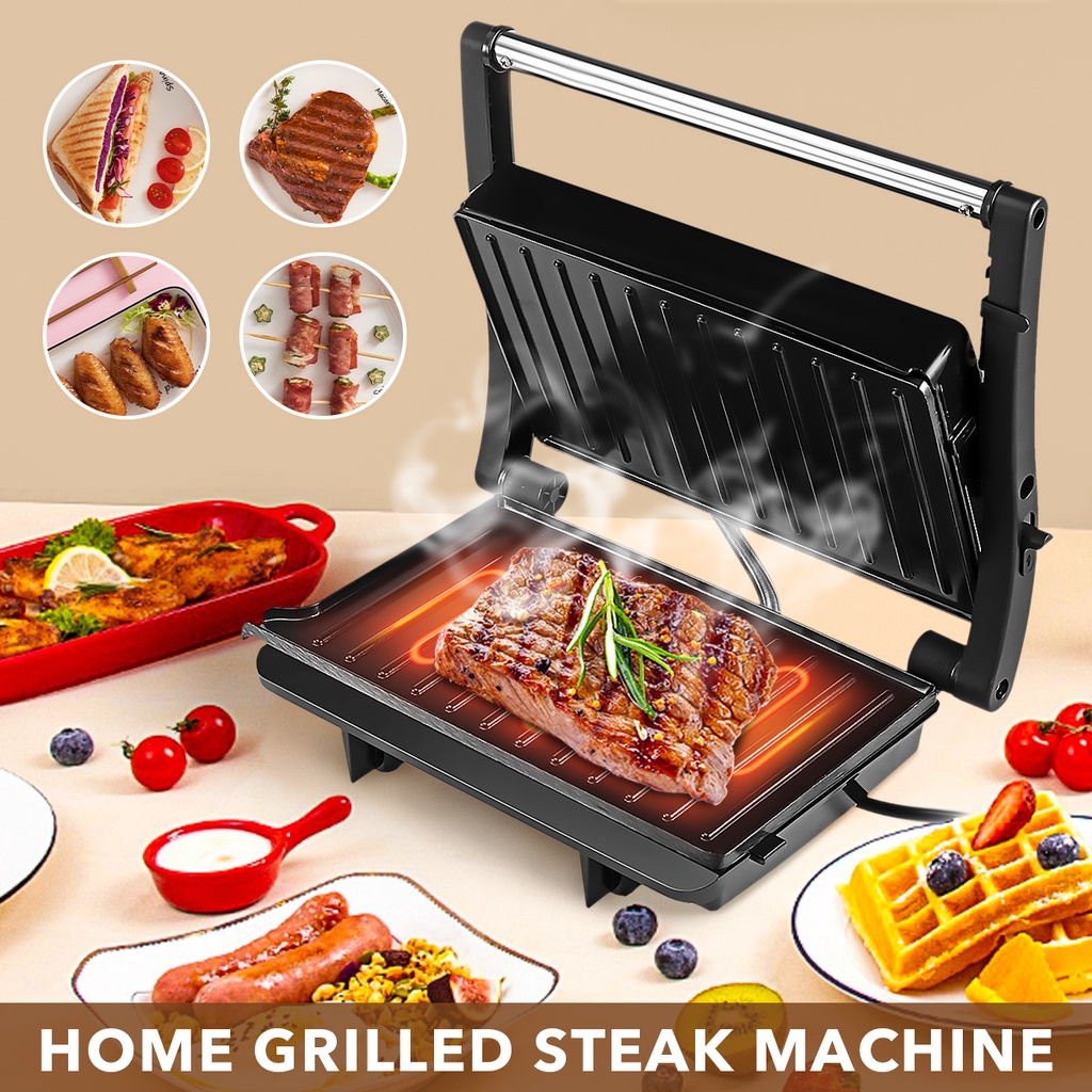 Breakfast Machine Double Heating Grilling Machine Grilled Steak Machine Household Grill Smokeless Barbecue Machine 1000W