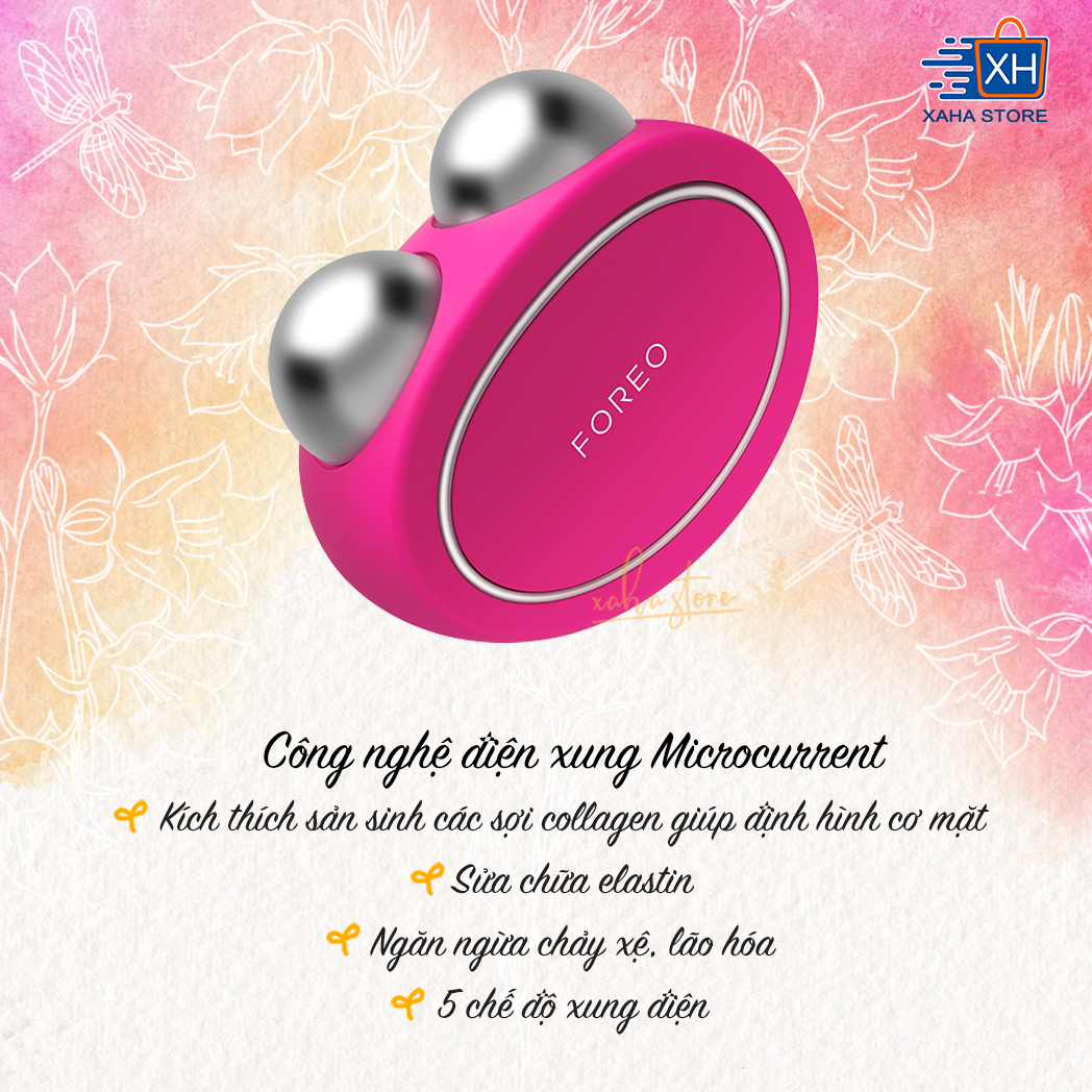 [Hoàn Tiền MAX] Máy Massage Nâng Cơ Mặt FOREO BEAR - bản full (FOREO BEAR App-connected Microcurrent Facial Toning Device with 5 Intensities Fuchsia)