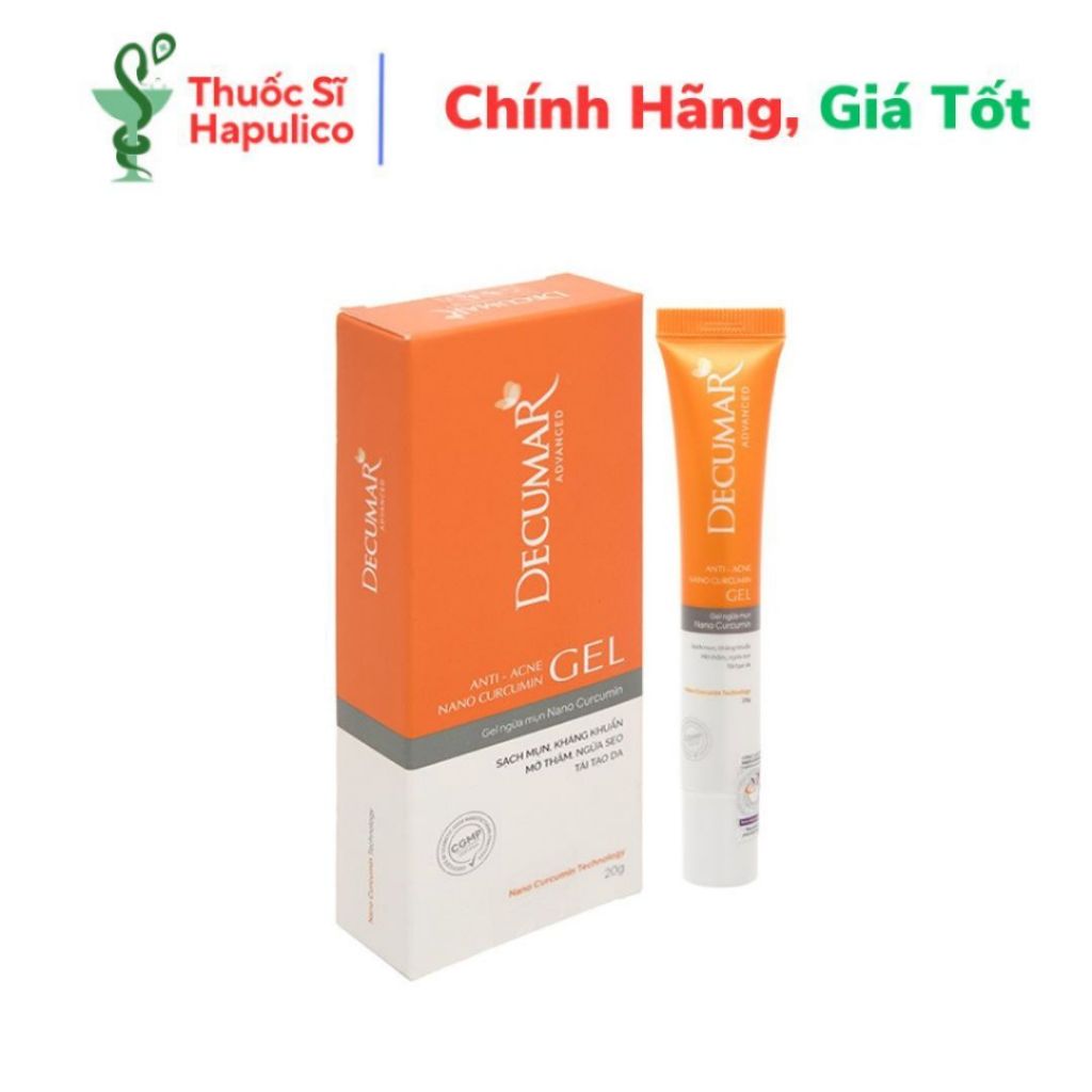 ɡel Nano Curcumin Decumar ngừa mụn, mờ thâm sẹo tuýp 20g