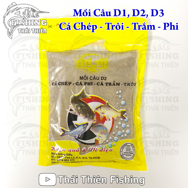 Mồi câu d1, d2, d3 cá chép, rô phi, trắm, trôi, tra, trê, chim
