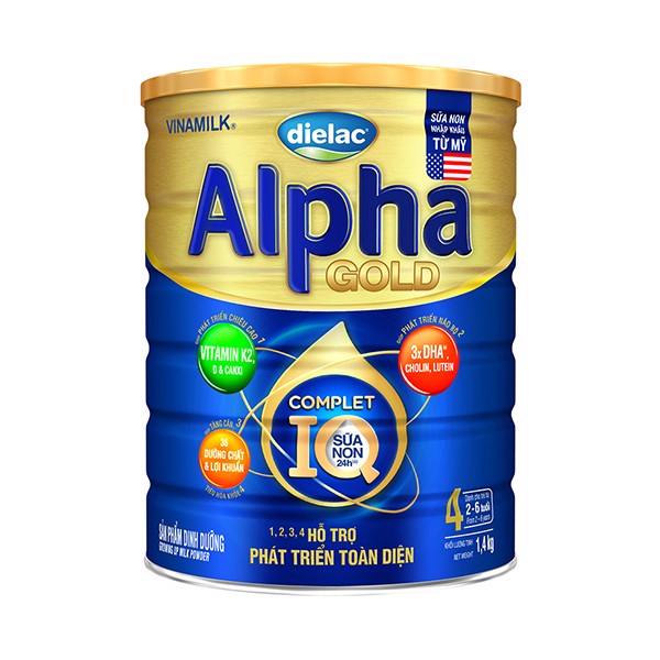 Sữa Bột Dielac Alpha Gold 4 Lon 1.4Kg MẪU MỚI - Dành cho bé 2 tuổi trở lên