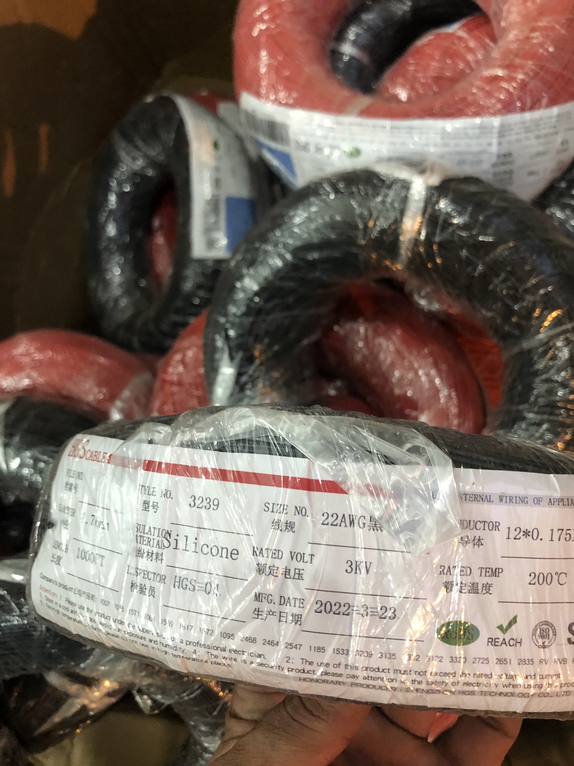 5m Roll of Ul3239 24 Awg Fire-Resistant Silicone Wire