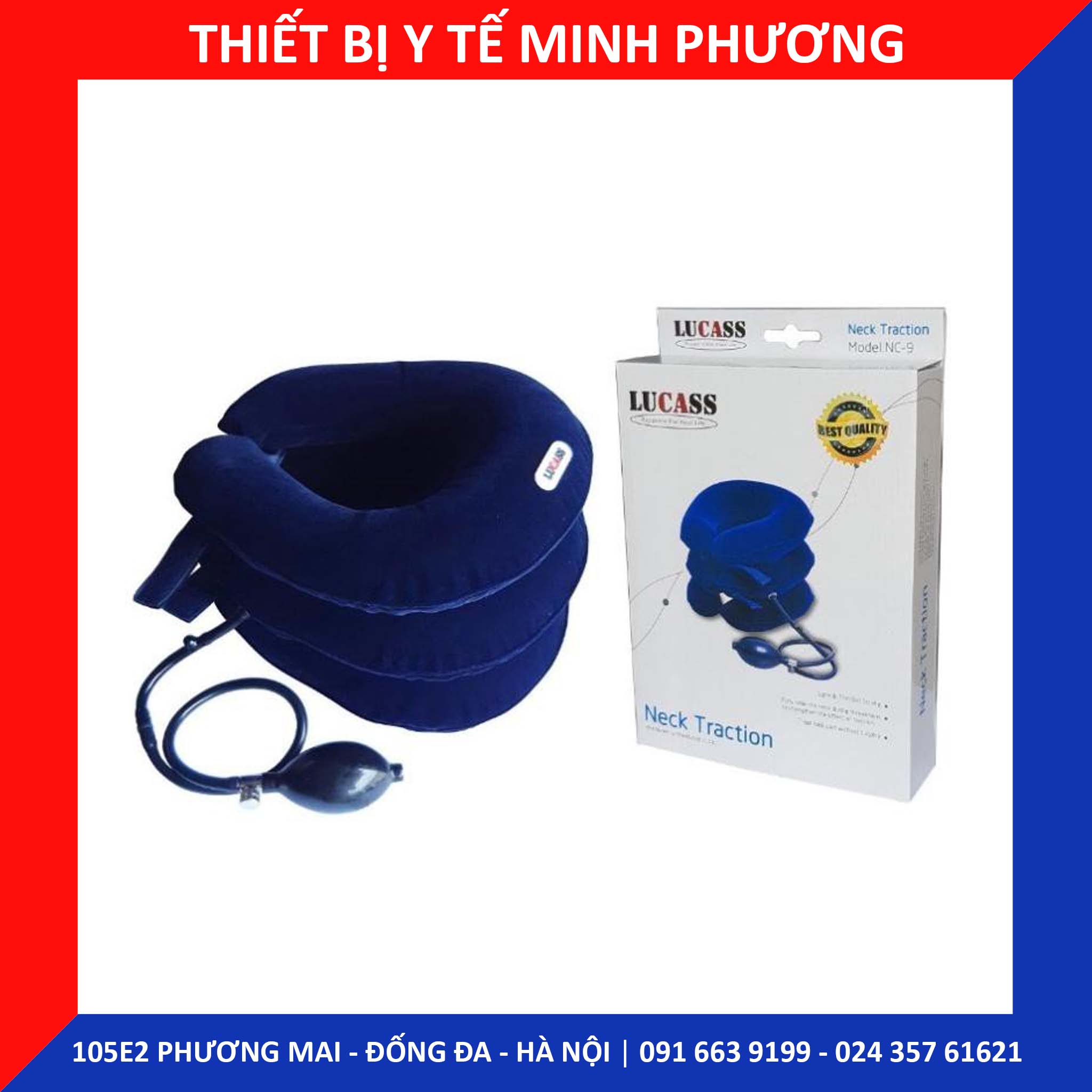Đai cổ bơm hơi LUCASS hỗ trợ đốt sống cổ