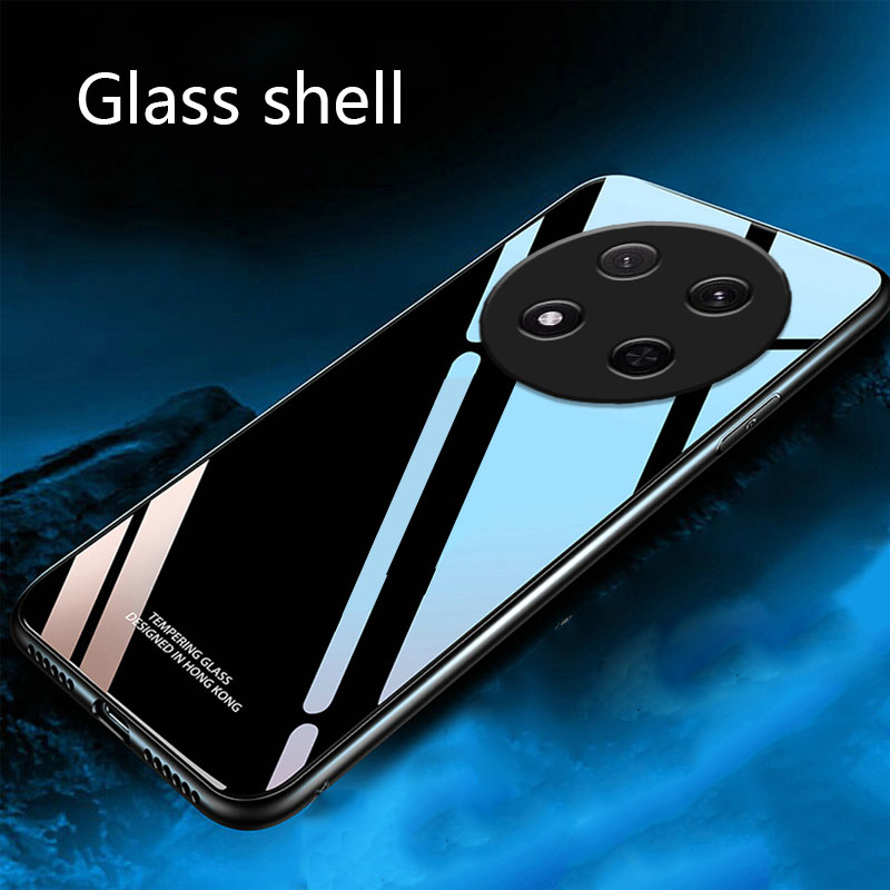 Biruiqu%20For%20Honor%20X9C%20Shockproof%20Tempered%20Glass%20Back%20Soft%20Silicone%20Edge%20Black%20Case%20Cover%20Casing%20-%20Image%203