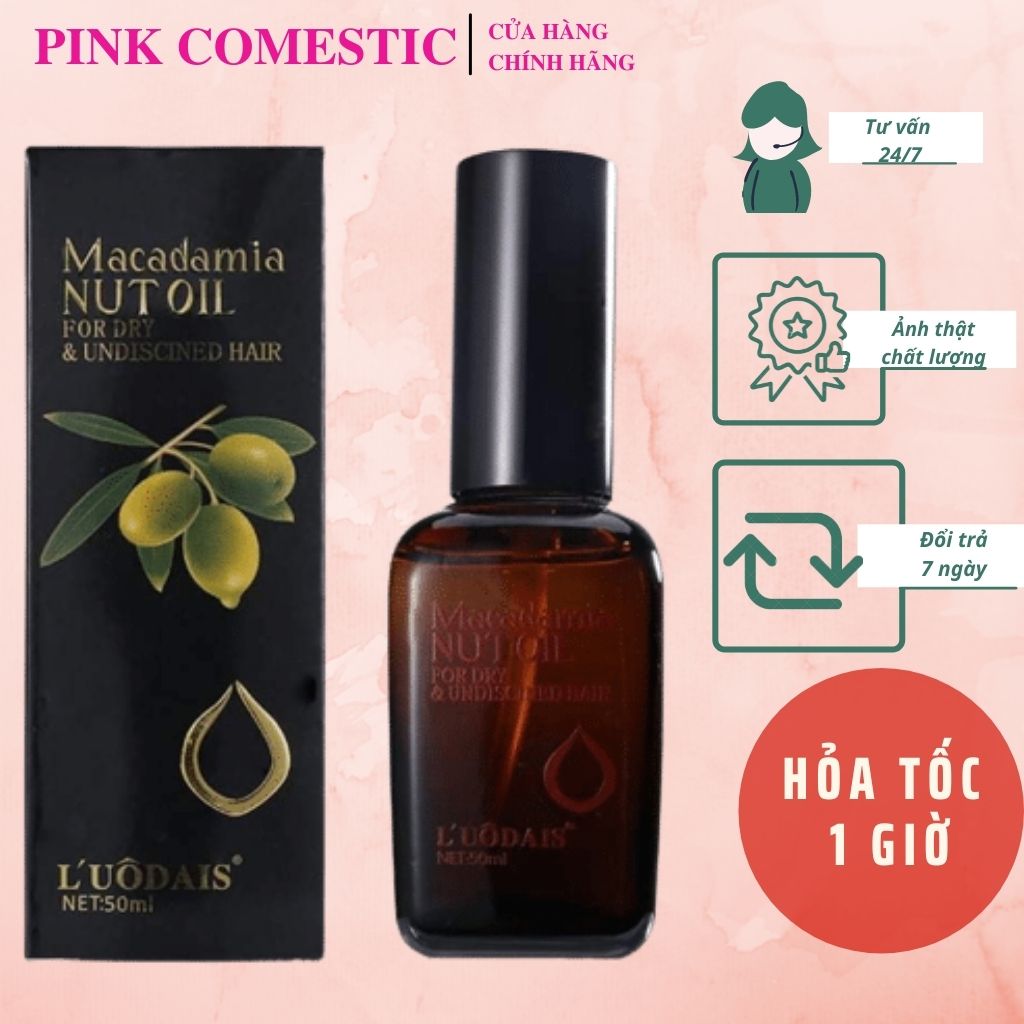Tinh dầu oliu dưỡng tóc macadamia nut oil luôdais 50ml - pink cosmetics