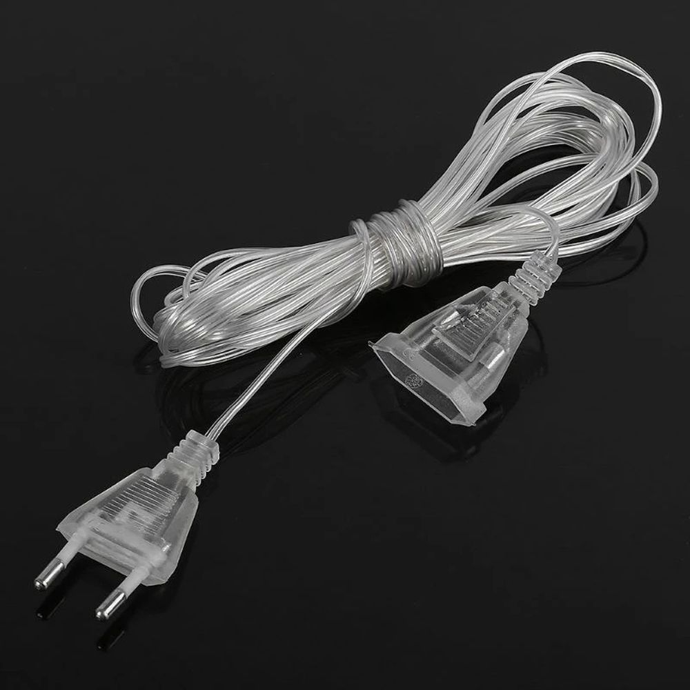 XIUZH036 Standard EU Plug Christmas Lights LED String Light Cable Plug 3M 5M Transparent Extension Cable Extender Wire Power Extension Cord Light String Extension Cord