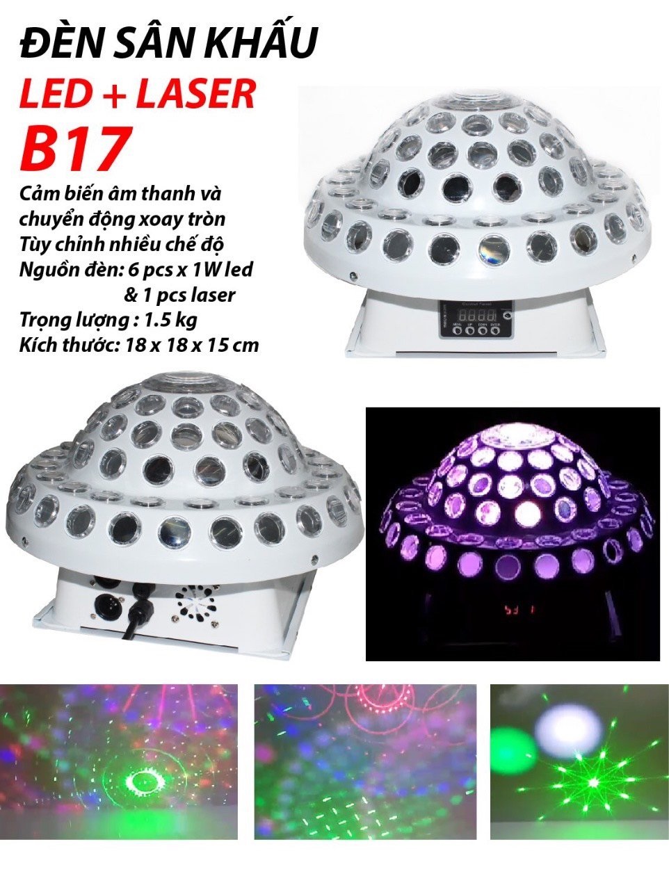 Đèn sân khấu led + laser b17