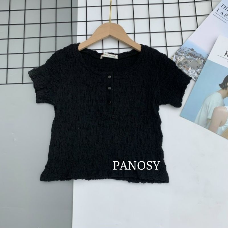 Áo thun nữ kiểu đẹp ôm body Hàn Quốc dáng croptop thời trang cổ tròn chất liệu vải xốp thoáng mát PANOSY - A601