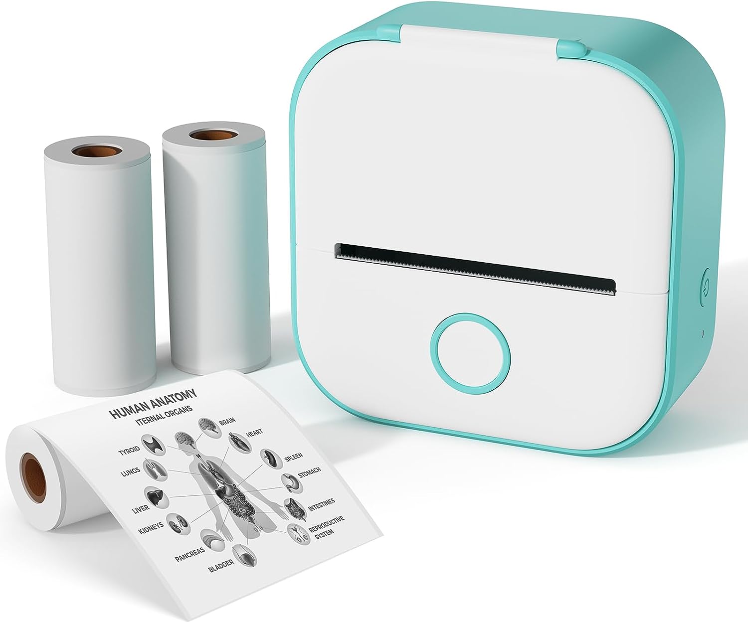 Phomemo Mini Sticker Printer with 3 Rolls Paper T02 Mini Portable Thermal  Printer,Sticker Maker Machine for Study, Brithday Gift, Journal, Work,  Children DIY, Compatible with Phone & Tablet, Green