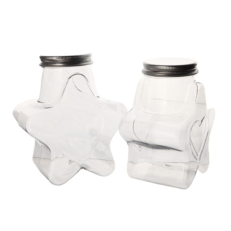 Star Shaped Doll Ornament Storage Box Plastic Bottle With Lids Food Storage Container Wide Mouth Jar Reusable Cookie Container.